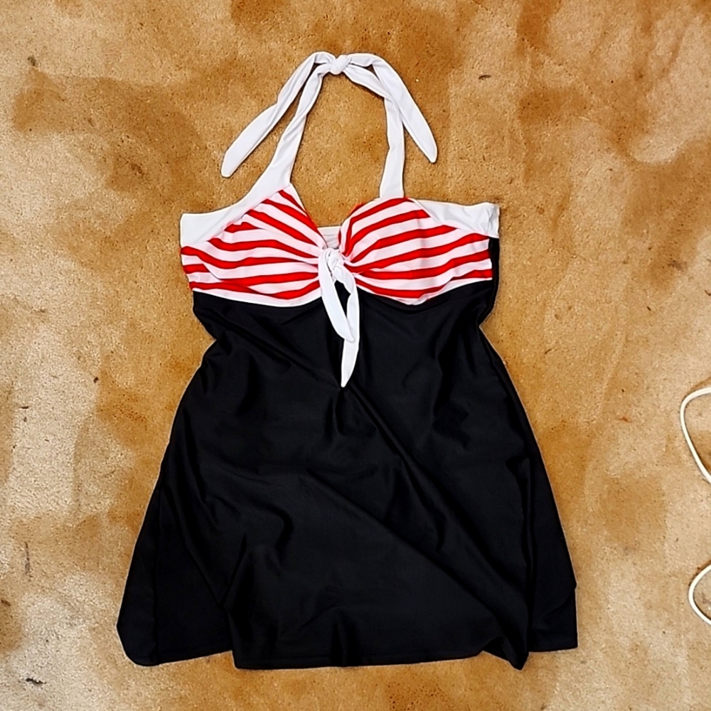 Sailor-ish swim dress